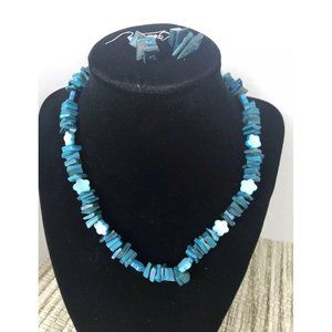 Turquoise  Necklace And Earring Set‎ 3 Piece
